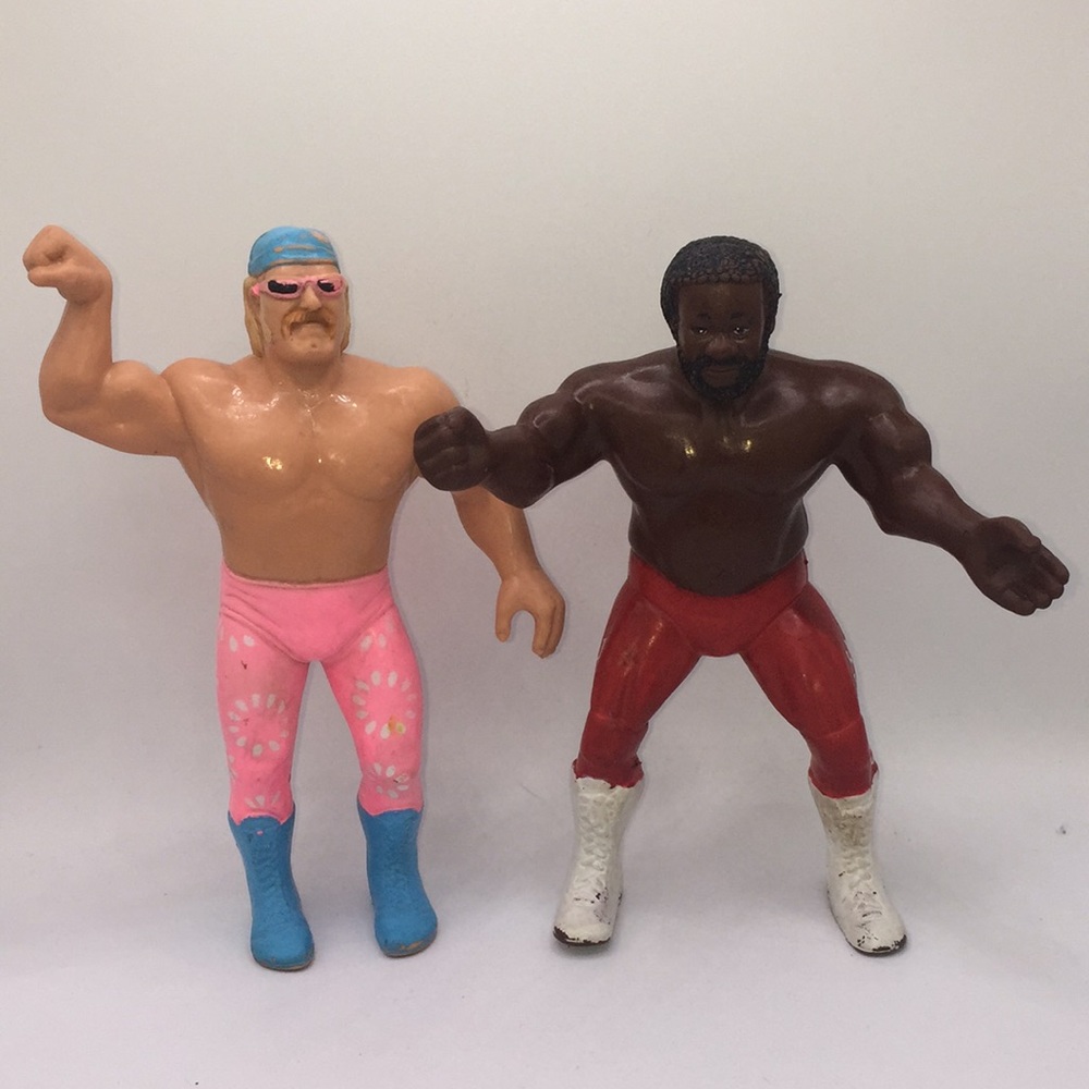 Vintage WWF Jesse Ventura & Junkyard Dog Rubber Wrestling Figures